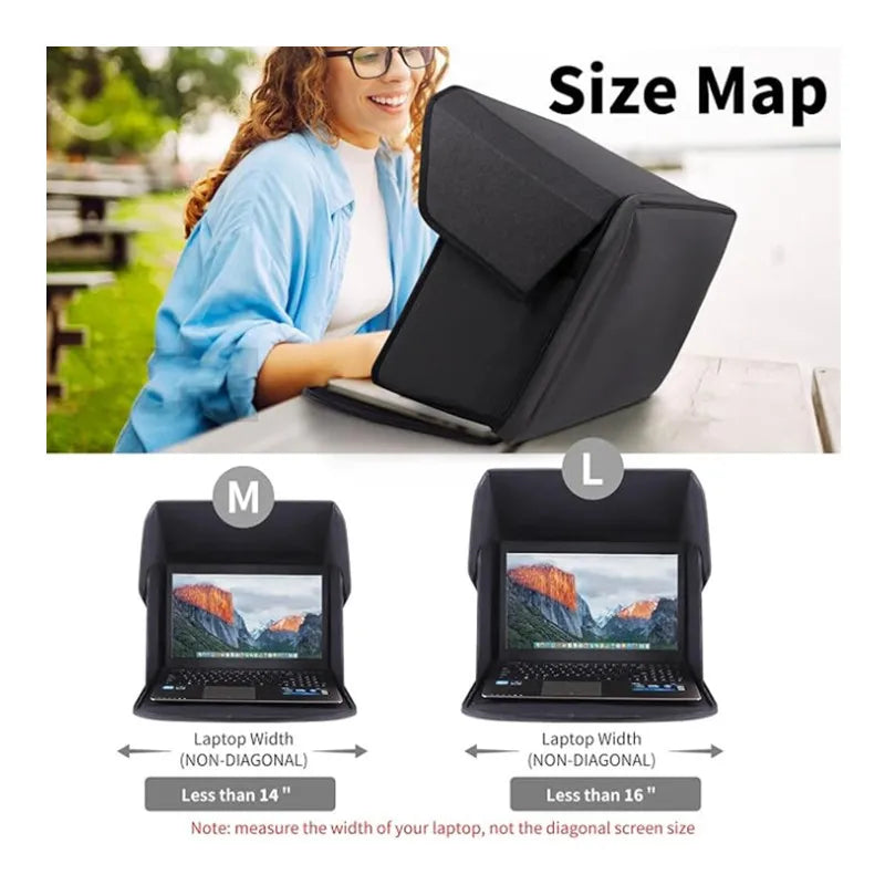 Portable Laptop Sunshade - Foldable Anti-Glare Privacy Cover for Outdoor Use, Universal 12-14" Screen Protector
