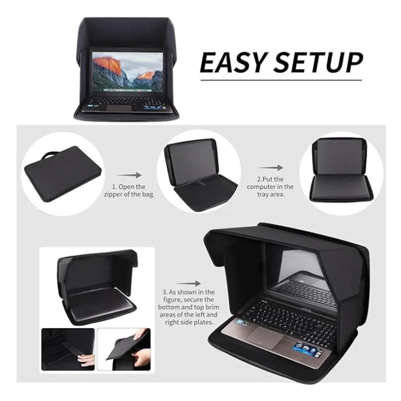 Portable Laptop Sunshade - Foldable Anti-Glare Privacy Cover for Outdoor Use, Universal 12-14" Screen Protector